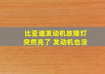 比亚迪发动机故障灯突然亮了 发动机也没